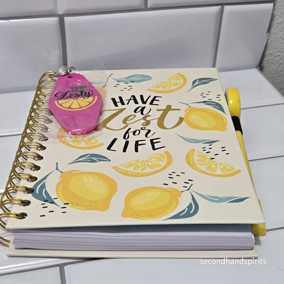 Journal  Notebook Lemons Have a Zest for Life ,matching Pen,keychain And Sticker - Picture 5 of 7